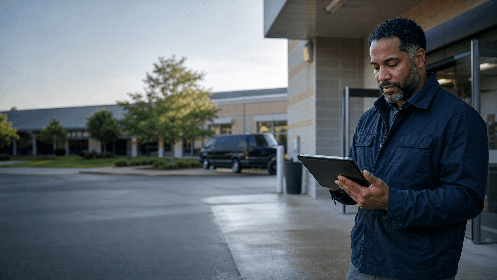 A prospective HumiTEC franchise owner reviewing a market plan on a tablet